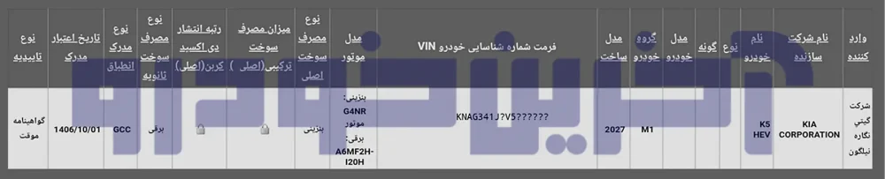 کیا K5 هیبرید با زاوینا موتور به بازار ایران می آید